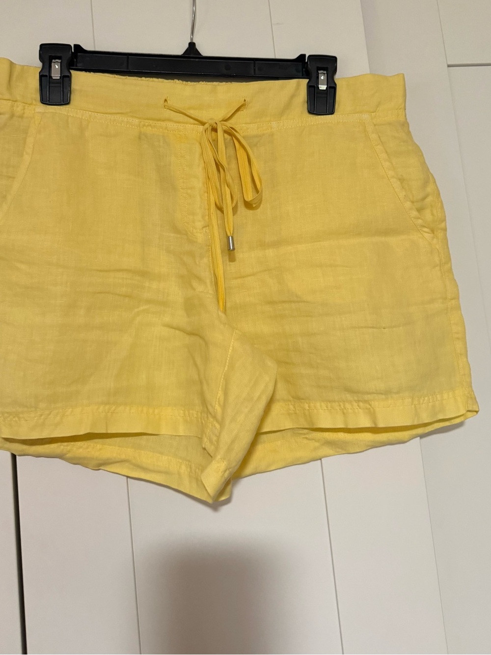 Tommy Bahama Yellow Linen Drawstring High-Waist Shorts